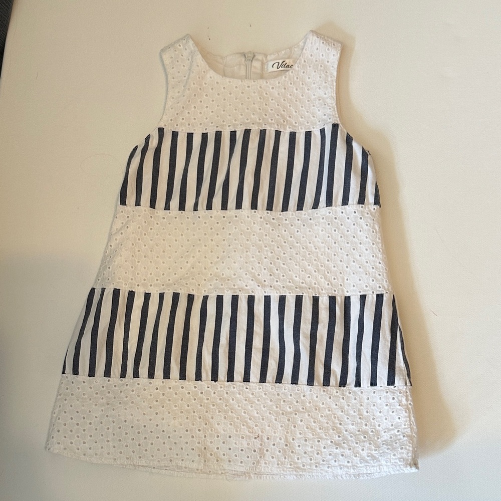 White and Navy European Dress